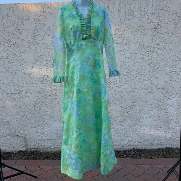 70s empire waist dress 70s Sleeveless, Empire Waist Dress with Midriff Cutout or Sheer Panel, –  Patterns Central main image 0